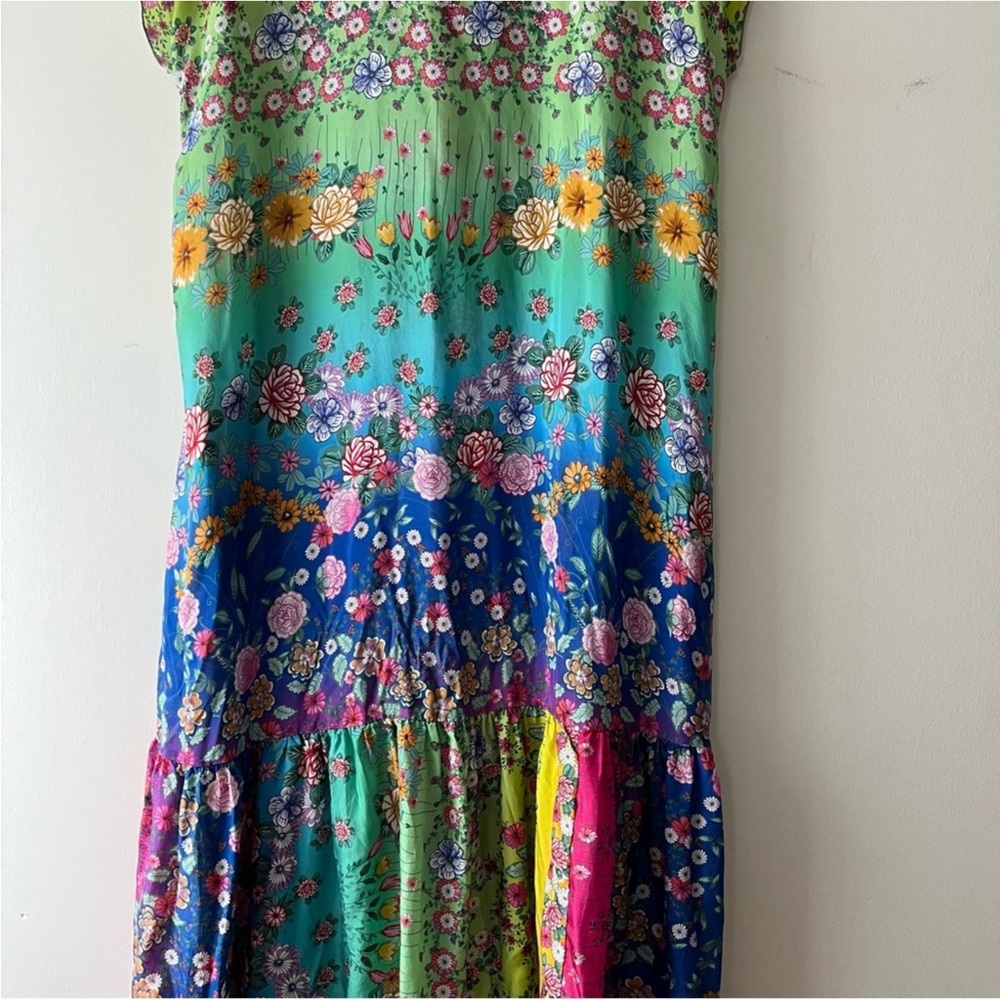 Johnny Was Silk Alba Rainbow Floral Dress - Picture 6 of 10